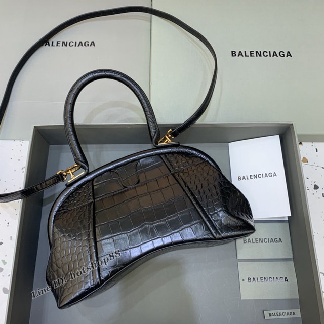 Balenciaga專櫃2022爆款鱷魚紋軟性牛皮手提肩背女包 巴黎世家Editor沙漏餃子包 fyj1166